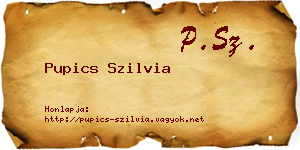 Pupics Szilvia névjegykártya